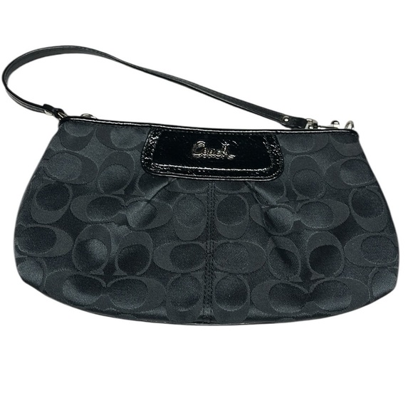 Coach Black Logo Wristlet Vintage - Picture 1 of 10